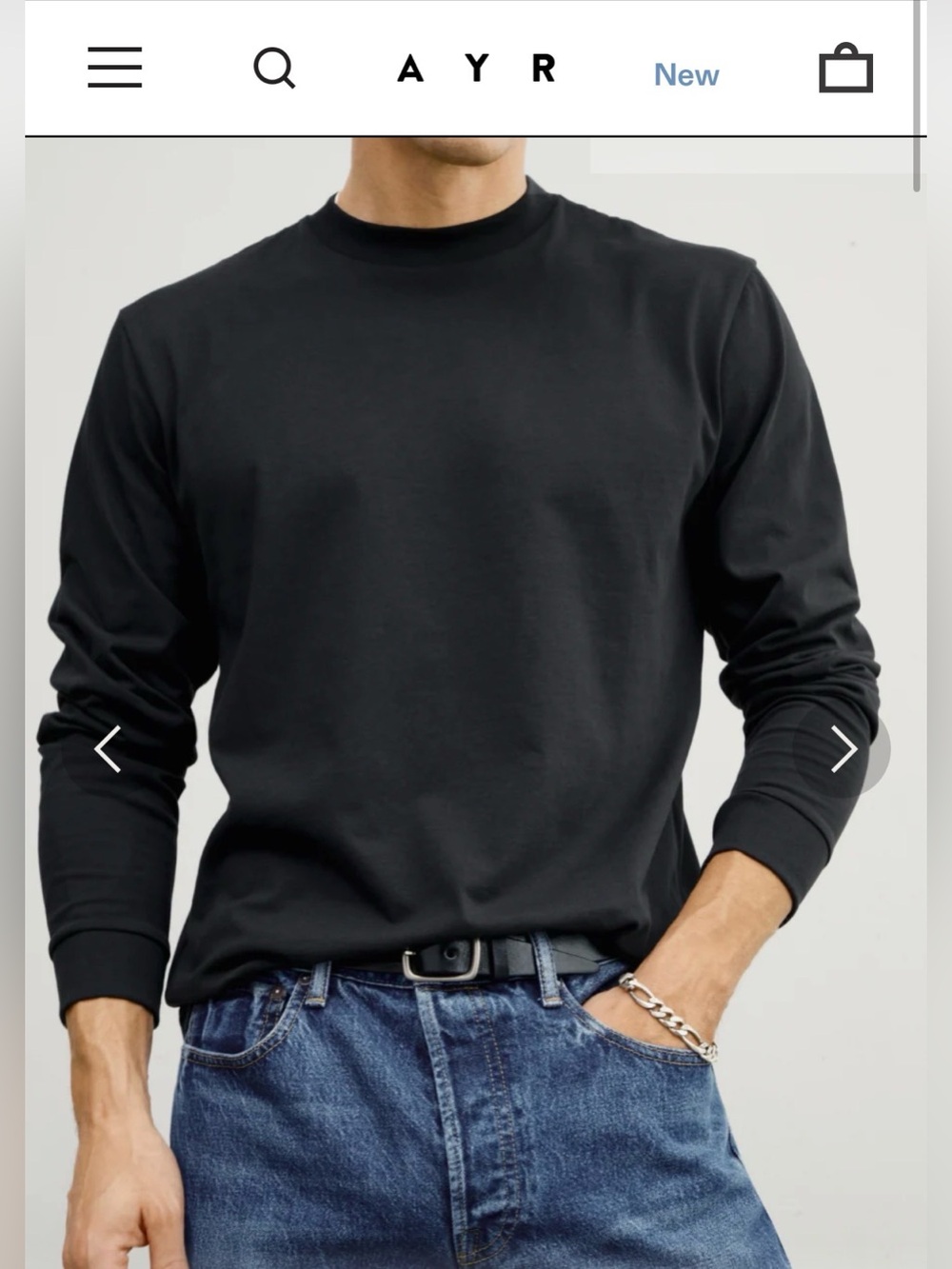 AYR BLUE Men's ‘The Dropout’ 100% Pima Cotton Long-Sleeve Crewneck Shirt, sz Sm